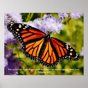 Monarch Butterfly Bible Verse Natuur Print