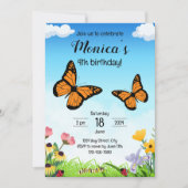 Monarch Butterfly Birthday Invitation Kaart (Voorkant)