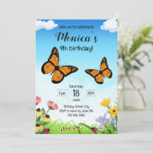 Monarch Butterfly Birthday Invitation Kaart (Staand voorkant)