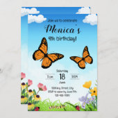 Monarch Butterfly Birthday Invitation Kaart (Voorkant / Achterkant)