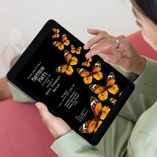 Monarch Butterfly Birthday Invitation Kaart