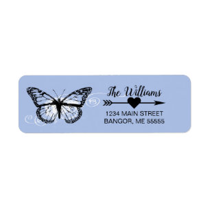 Monarch Butterfly Blue Return Address Etiket