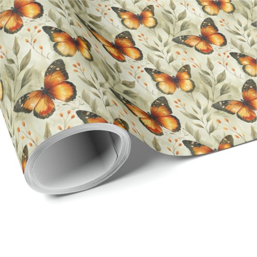 Monarch Butterfly Butterflies Botanische Gift Wrap Cadeaupapier (Rol Hoek)
