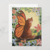 Monarch Butterfly Cat in het weiland Briefkaart (Voorkant / Achterkant)