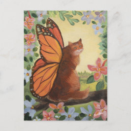 Monarch Butterfly Cat in het weiland Briefkaart
