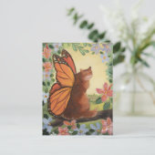 Monarch Butterfly Cat in het weiland Briefkaart (Staand voorkant)