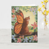 Monarch Butterfly Cat in het weiland Kaart (Gele Bloem)