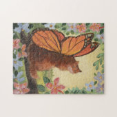 Monarch Butterfly Cat in het weiland Legpuzzel (Horizontaal)