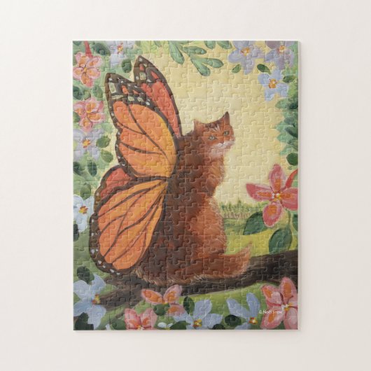 Monarch Butterfly Cat in het weiland Legpuzzel (Verticaal)