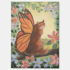 Monarch Butterfly Cat in Meadow Magneet