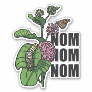 Monarch Butterfly Caterstyle Milkweed Nom Nom Nom Sticker