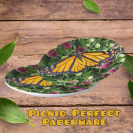 Monarch Butterfly Colorful Floral Paper Bord