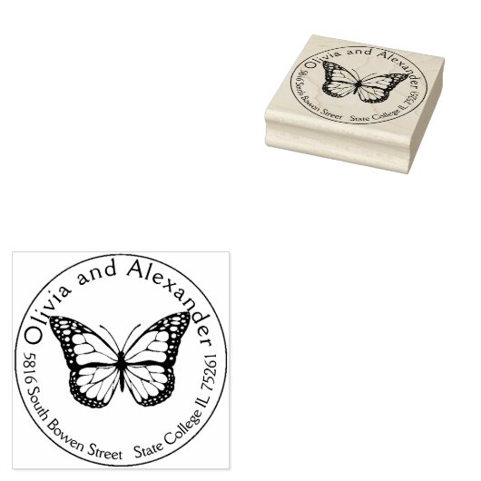 Monarch Butterfly Custom Retour Adres Stamp Rubberstempel (Gestempeld)