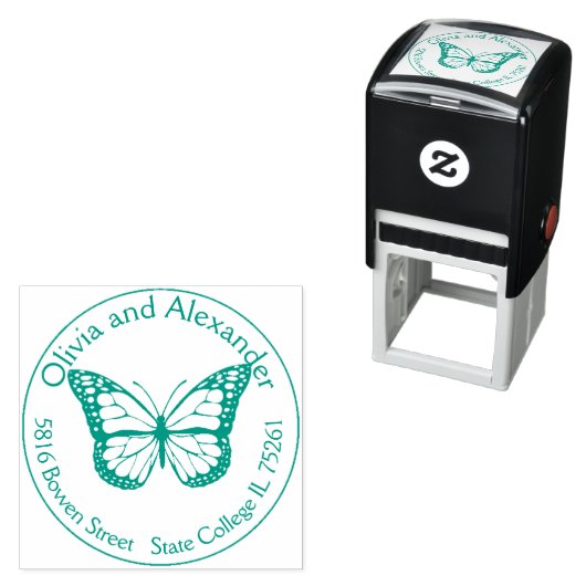 Monarch Butterfly Custom Retour Adres Stamp Zelfinktende Stempel (In situ)