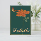 Monarch Butterfly Dahlia Forest Green Details RSVP Kaartje (Staand voorkant)