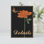 Monarch Butterfly Dahlia Zwart Details RSVP Kaartje (Staand voorkant)