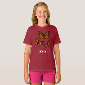 Monarch Butterfly Design - Girls' Basic T-Shirt (Voorkant volledig)