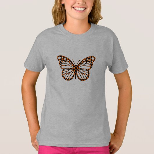 Monarch Butterfly Design - Girls' Basic T-Shirt (Voorkant)