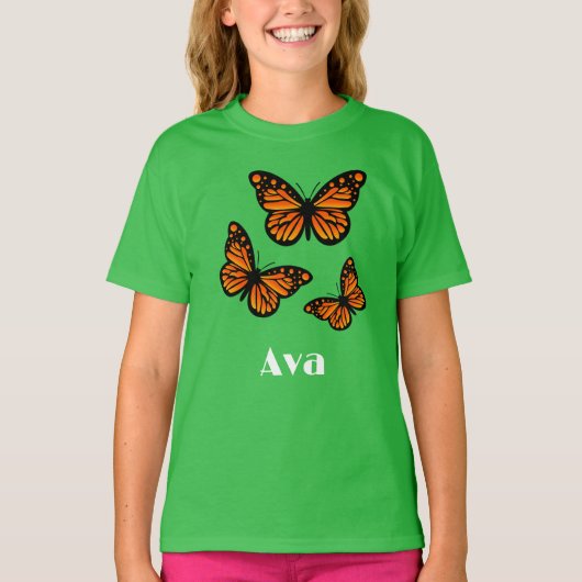 Monarch Butterfly Design - Girls' Basic T-Shirt (Voorkant)