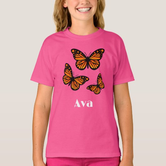 Monarch Butterfly Design - Girls' Basic T-Shirt (Voorkant)