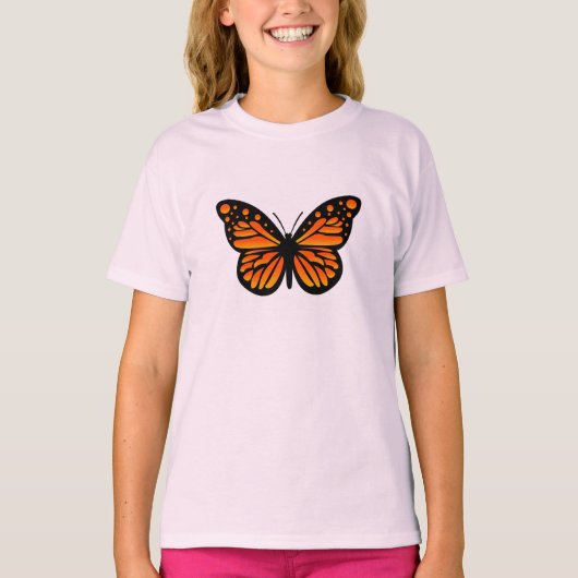 Monarch Butterfly Design - Girls' Basic T-Shirt (Voorkant)