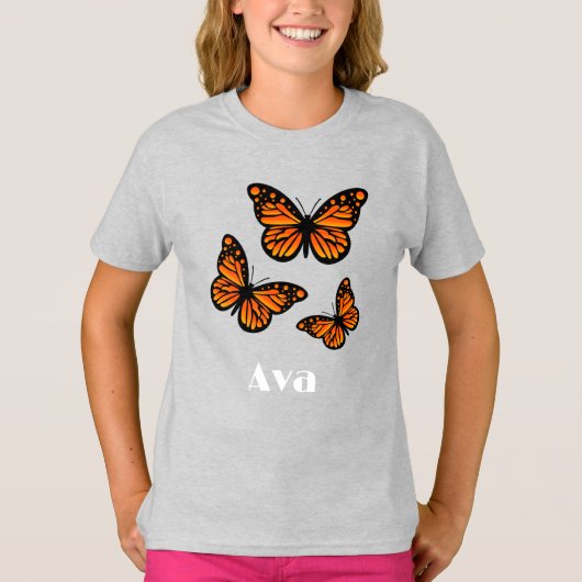 Monarch Butterfly Design - Girls' Basic T-Shirt (Voorkant)