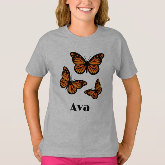 Monarch Butterfly Design - Girls' Basic T-Shirt (Voorkant)