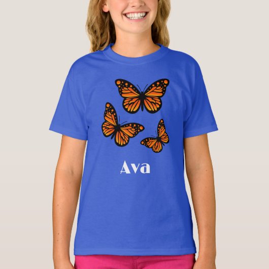 Monarch Butterfly Design - Girls' Basic T-Shirt (Voorkant)