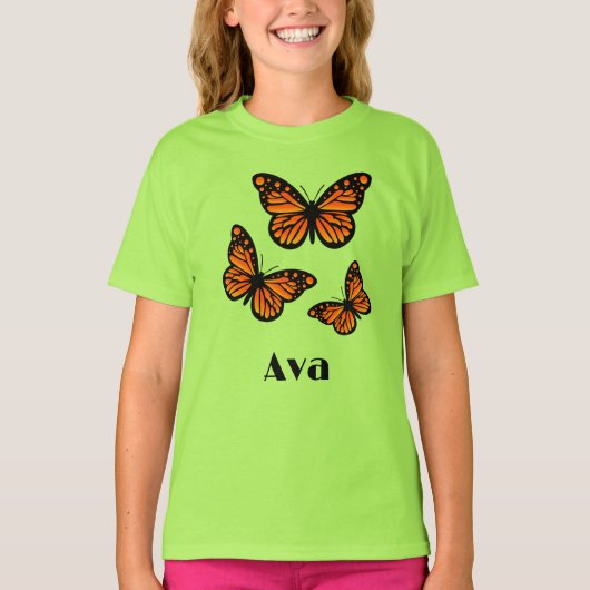 Monarch Butterfly Design - Girls' Basic T-Shirt (Voorkant)