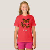 Monarch Butterfly Design - Girls' Basic T-Shirt (Voorkant volledig)