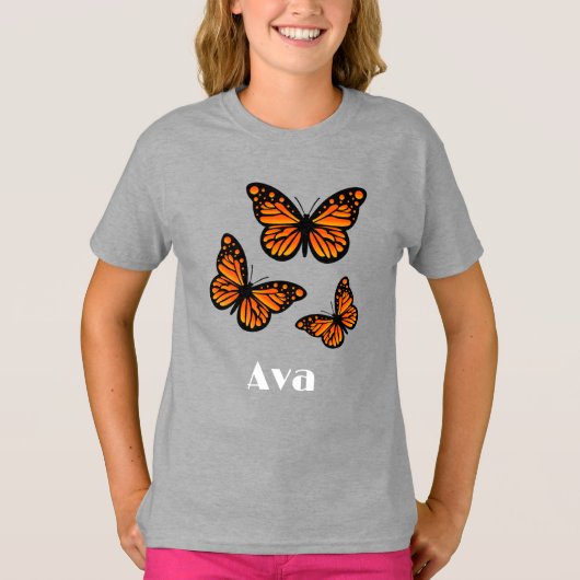 Monarch Butterfly Design - Girls' Basic T-Shirt (Voorkant)