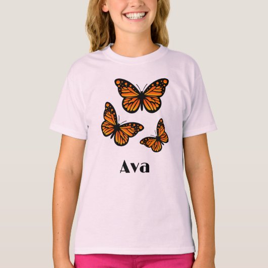 Monarch Butterfly Design - Girls' Basic T-Shirt (Voorkant)