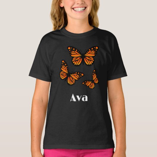 Monarch Butterfly Design - Girls' Basic T-Shirt (Voorkant)