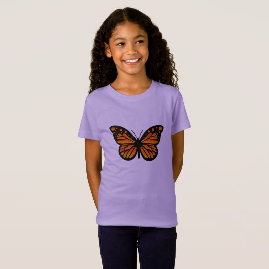 Monarch Butterfly Design - Girls' Fine Jersey T-Sh T-shirt (Voorkant volledig)