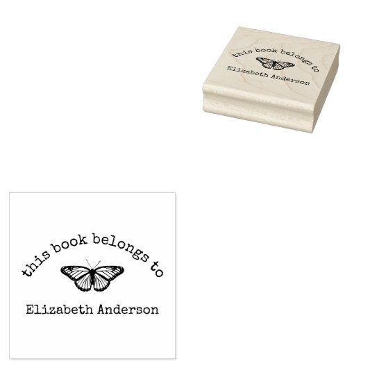 Monarch Butterfly "Dit boek hoort bij" stempel (Gestempeld)