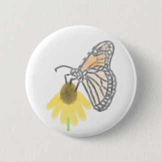 Monarch Butterfly en Black-Eyed Susan Ronde Button 5,7 Cm