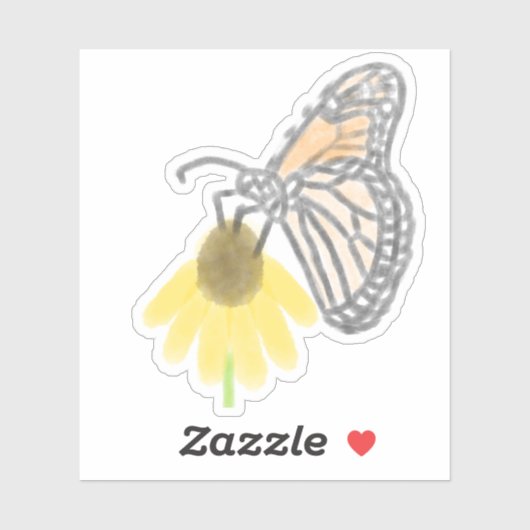 Monarch Butterfly en Black-Eyed Susan Sticker (Vel)