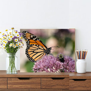 Monarch Butterfly en Bumblebee op Wildflower Foto Afdruk