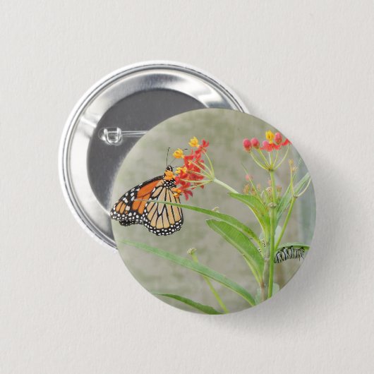 Monarch Butterfly en Caterstyle Ronde Button 5,7 Cm (Voorkant /achterkant)
