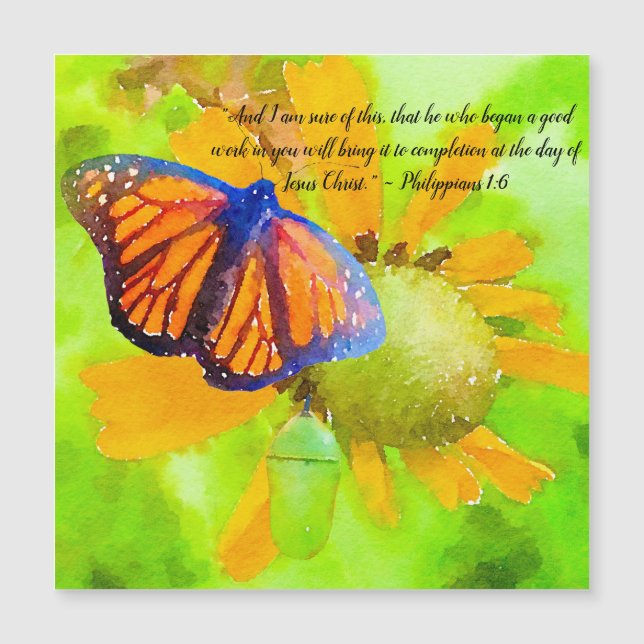 Monarch Butterfly en Chrysalis Philippians 1:6 (Voorkant)