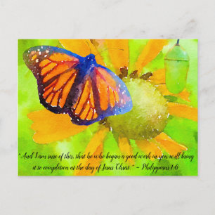 Monarch Butterfly en Chrysalis Philippians 1:6 Briefkaart