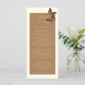 Monarch Butterfly en Dalila Ivory Trouwen Menu (Staand voorkant)