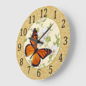 Monarch Butterfly en Dogwood Flowers Clock Grote Klok (Hoek)