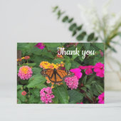 Monarch Butterfly en Roze Flowers Hartelijk dank Bedankkaart (Staand voorkant)