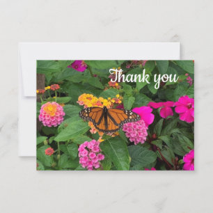 Monarch Butterfly en Roze Flowers Hartelijk dank Bedankkaart
