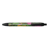 Monarch Butterfly en Roze Flowers Zwarte Inkt Pen (Achterkant)