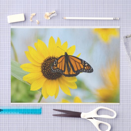 Monarch Butterfly en zonnebloemen Tissuepapier (Craft)