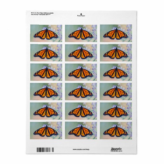 Monarch Butterfly Etiket (Full Sheet)