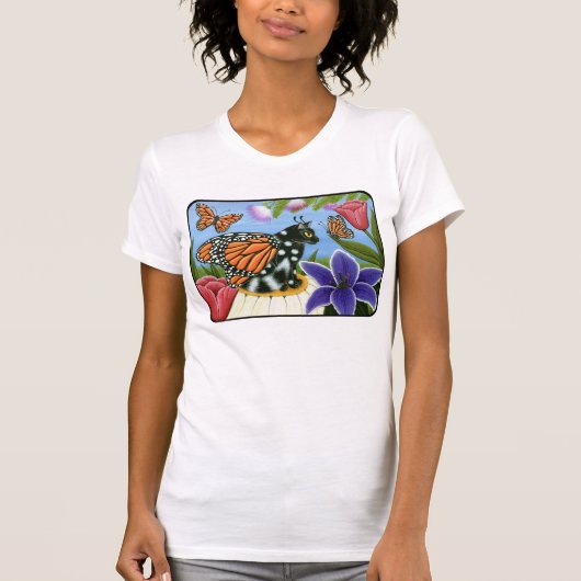 Monarch Butterfly Fairy Cat Fantasy Art T-Shirt (Voorkant)