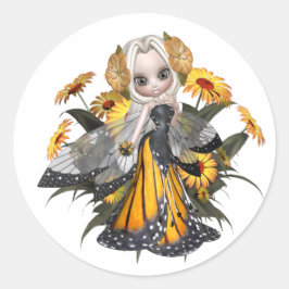 Monarch Butterfly Fairy Ronde Sticker
